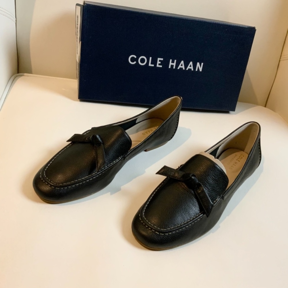 Cole Haan Caddie Bow Loafer Black Leather Flats - Picture 12 of 14